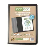 eco-eco Eco140 Professioneller Business-Sichtbuch, A4, 50% recycelt, 40 Taschen, gepolstert, mit Kunststoffhüllen, Schwarz
