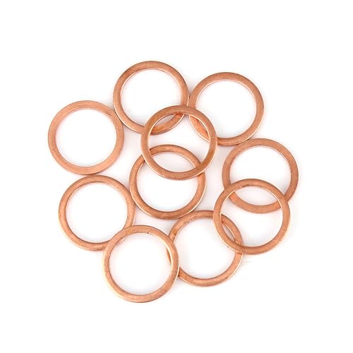 A ABSOPRO Kupfer-Unterlegscheibe 14 x 18 x 1,5 mm Flache Dichtungsring-Abstandshalter für Autos (Set aus 10 Stück)