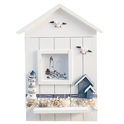 Reuvv Wand-Schlüsselhalter im mediterranen Stil, Seevogel-Schlüsselhaus aus Holz, Schlüsselanhänger-Organizer für Wohnkomplexe, Autoparkplätze