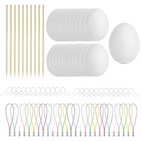 25 Stück Ostereier zum Bemalen, Ostereier zum AufhäNgen, Ostereier Plastik, Styroporeier, Eier zum Bemalen, Ostereier Plastik Weiß, Ostern Deko, Osterdekoration, Ostern Basteln Kinder