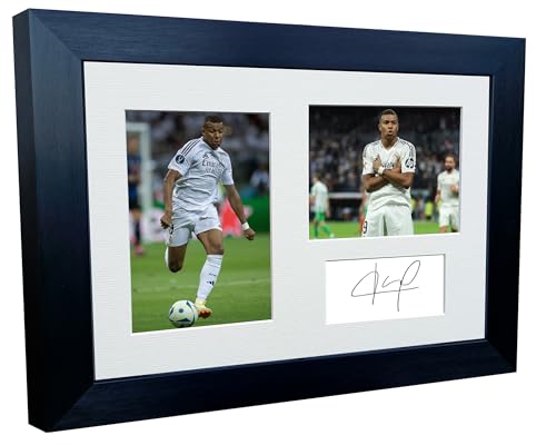 Kylian Mbappe Real Madrid Autogramm-Bilderrahmen, 30,5 x 20,3 cm, A4, signiert