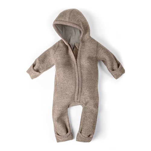 Ehrenkind® WALKOVERALL | Baby Wollwalk-Overalls aus Natur Schurwolle mit Reißverschluss | Walk Wolle Woll-Anzug für Kleinkind und Baby | Beige Gr. 62/68