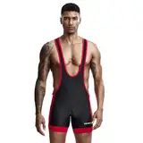 Wayonge Herren Wrestling Singlet Athletic Leotard for Active Wrestling or Workout Jumpsuits Men's Sleeveless Sport Bodysuit, Tw-9701, Schwarz, X-Large