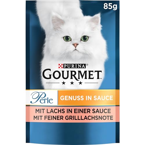 Gourmet Perle Genuss in Sauce Katzenfutter nass, mit Lachs, 26er Pack (26 x 85g)
