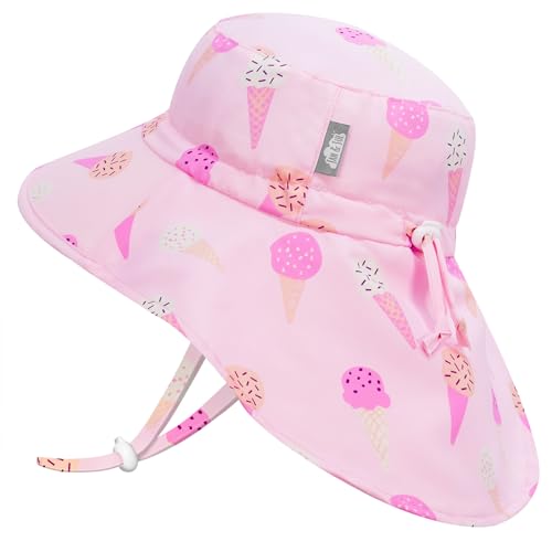 Jan & Jul Schnell Trocknender Baby Sonnenhut für Mädchen mit UV-Schutz UPF 50+ (S: 0-6 Monate, Rosa Eiscreme)
