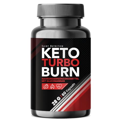KETO TURBO BURN® - Stoffwechsel Kapseln - Appetitzügler hochdosiert mit Glucomannan - Unterstützung für Abnehmen - Nahrungsergänzungsmittel ohne künstliche Zusätze, 60 Premium Kapseln