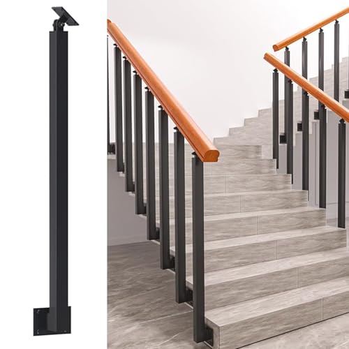270° Metall Treppengeländerpfosten mit dekorativer schwarzer Eisenhandra 85cm hoch ideal für Terrasse Balkon und stilvolle Geländerlösung 1 Stück