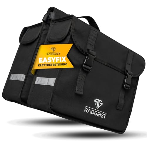 RADGEIST Gepäckträgertasche doppelt I Doppeltasche für Gepäckträger 30L I Einfache Befestigung, Fahrradtasche doppelt Gepäckträger schwarz