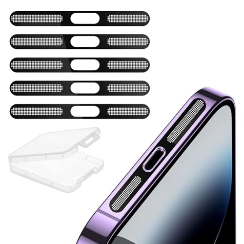 5er-Pack Staubdichter Mesh-Aufkleber, Universeller Schutz gegen Staub & Partikel,Smartphone Lautsprecher-Mesh für iPhone 16 Pro/16 Pro Max, Atmungsaktives Design (Schwarz)