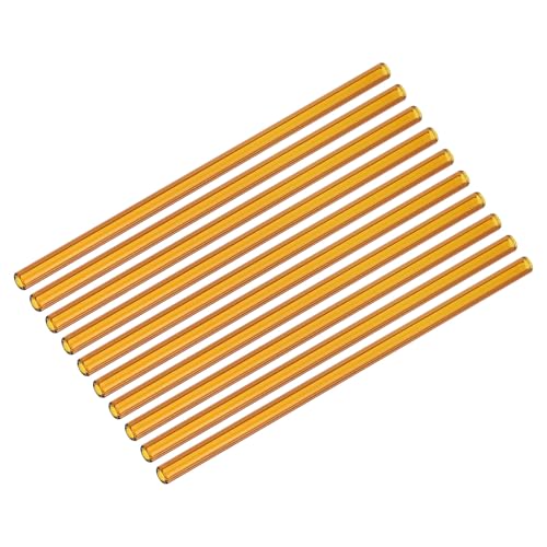 PATIKIL 8 Zoll Glasröhren, 10er Pack Borosilikat Langglasrohre Glasbläserrohre Industrieglasrohre für Glasfertigung DIY, Bernstein
