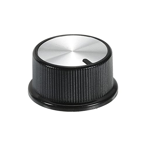 QUARKZMAN Potentiometer Drehknopf ABS Gitarre Knopf für 6mm D Typ Welle E-Gitarren Verstärker Stereoanlagen Lautstärke Ton 180° Drehknopf Schwarz Silber 1Stk