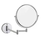 Wandmontierter Schminkspiegel mit 3-facher Vergrößerung, Schminkspiegel for Mädchen, 6 Zoll, 360 Grad drehbar, beidseitig ausziehbar, Badezimmer und Hotel, verchromt, aus Messing(Stainless Steel)