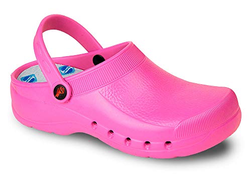 Dian Clog- Ultraleichter, Antibakteriall, Rutschfester Sicherheitstrainer, ideal für Krankenhaus-, Gesundheits-, Küchen- und Reinigungspersonal, Eva Rosa, 40 EU
