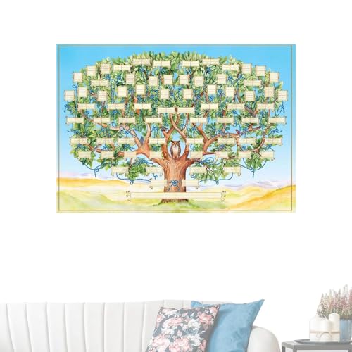 Ahnentafel Poster | Stammbaum Diagramm Zum Ausfüllen Des 6 Generationen Genealogie | Familiengeschichte-Fototuch, Poster-Ahnentafel Stammbaum Vorlage, Kunst Wand Dekor, Baum des Lebens, Grün