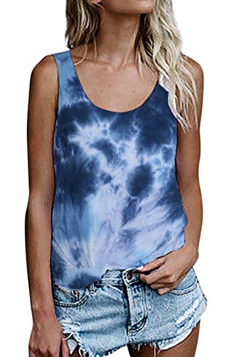 Damen Shirts Ärmellose Sommer Tunika Loose Fit Tank Tops (964Navy blau, X-Large)