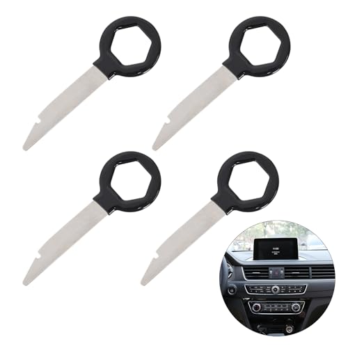 4 St Set Gummiertes Autoradio Entriegelungswerkzeug Ausbauwerkzeug kompatibel, Kompatibel mit VW Audi Skoda Benz, Universal Werkzeug für Autoradio Ausbau Einbau Armaturenbrett Automotive Reparatur