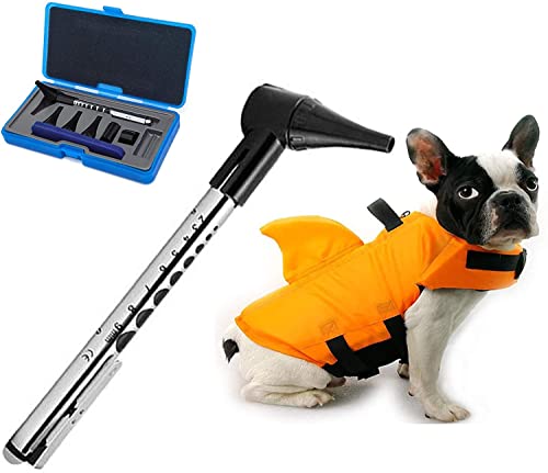 HDGRNCC LED-Veterinär-Otoskop, Otoskop Für Hunde Und Katzen, Professionelle Tierarzt-Ohroskop-Sets Mit Licht, Mit Ohrzubehör In 4 Größen, Geeignet Für Haustiere Unterschiedlicher Größe