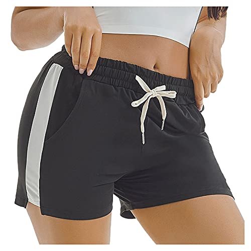 Kurze Shorts Damen Winter Hosen Jogging Home Plus Damenhose Schwarz Kurz(Schwarz,S)