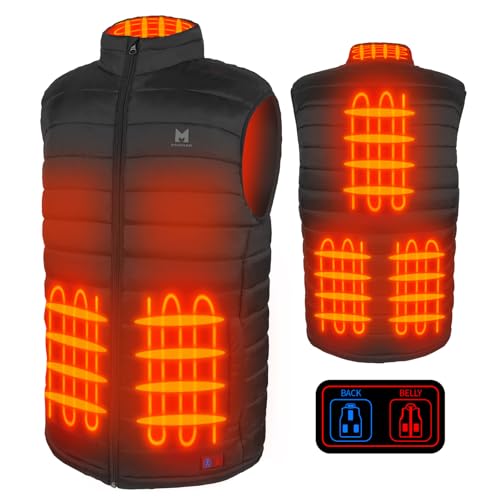Beheizbare Weste, Leichte Elektrische Beheizte Weste für Herren Damen, 6-Heizzone, 3-Temperatur-Niveau Heizweste für Outdoor-Wintersport (DE/NL/SE/PL, Alphanumerisch, XL, Regular, Regular, Black-EU)