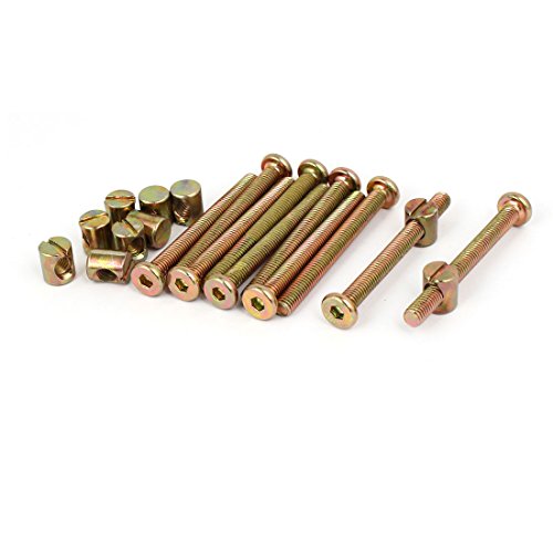 sourcing map 10 Set M6x60mm 57mm Lange Gewinde Verhexen Schlüsselantrieb Sockelkappe Möbelbolzen mit Fassmutter