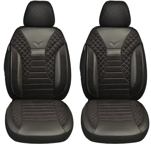 BREMER SITZBEZÜGE Maß Auto Schonbezüge kompatibel mit Isuzu D-Max 2 Fahrer & Beifahrer Set ab 2012 / Auto Schonbezug Velour Kunstleder Set 2er Pack in Schwarz (PS803)