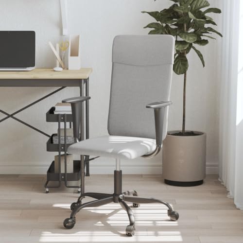 Bequemer und Verstellbarer Bürostuhl für Zuhause oder das Büro, Hellgrau, Design mit Armlehnen, stabiles Metall e