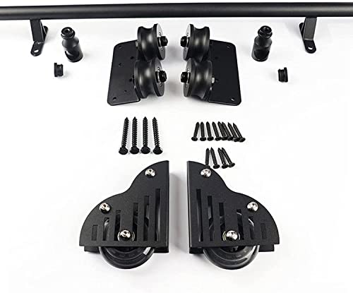 Schwarzes Stahl-Rundrohr-Schiebetür-Hardware-Set, 3 m Rollleiter, Schiene, Bibliothek, Schiebeleiter-System für 1 m 6 m Türen