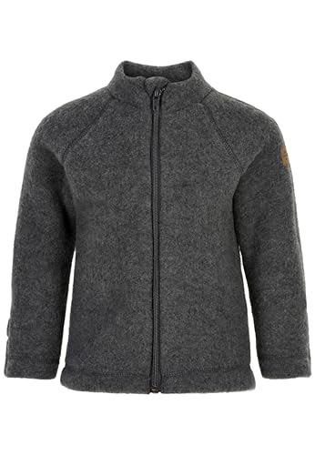 Mikk-line Walkjacke 92 Anthracite Melange | Oeko-TEX Standard 100 | Babyjacke mit Reißverschluss für Baby und Kinder | 100% Mulesing-Frei Merinowolle | Für Mädchen und Jungen | Umkehrbare Bündchen