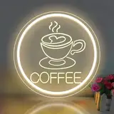 Kaffee-Neonschild dimmbares LED-Kaffeeschild für Unternehmen Kaffeebar Neonschild beleuchtet für Wanddekoration angetrieben durch USB 3D-Gravurkunst Neon-Kaffeeschilder für Café Kaffeestation Küche