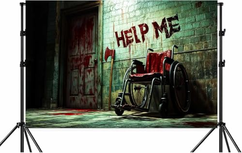 Blutige verlassene Krankenhausabteilung Halloween Hintergrund Blut Spukzimmer Krankenhaus Blutspritzer Mord Verbrechen Horror gruselig Shabby dunkel Licht schmutziges Blut Wand Fotografie Hintergrund