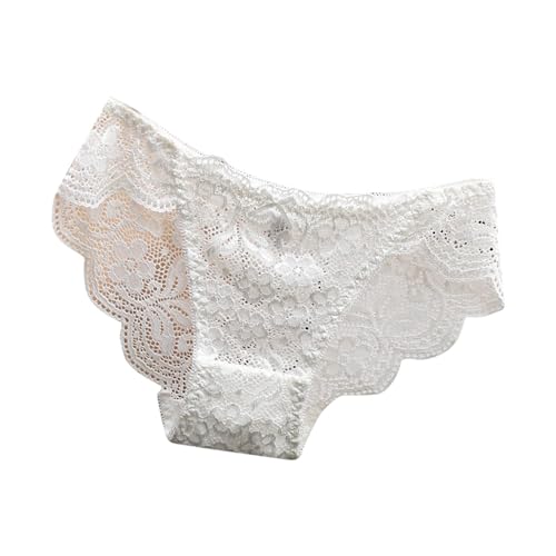 Unterwäsche Hochzeit Braut Sexy Spitzenunterwäsche für Damen mit niedriger Taille, verführerischer Lifting-Po, No Pure Desire Style, Baumwoll-Schritt, große atmungsaktive Unterwäsche Herren (White, L)