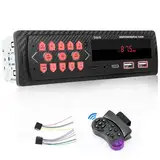 Hikity Autoradio Bluetooth 5.0 mit Typ-C 2 USB AUX-IN TF Auto Radio 1din mit Bluetooth Freisprecheinrichtung FM Radio Multimedia MP3-Player unterstützt MP3/WMA/WAV/FLAC