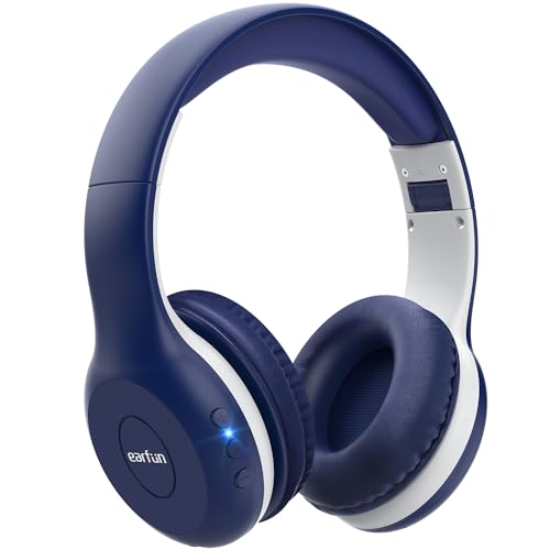 EarFun Bluetooth Kopfhörer Kinder, 85/94dB Lautstärkeregelung, HiFi Sound, HD-Mikrofon, 40 Std Akku, Faltbare, Einstellbar, für Schule/Reise/PC, Blau