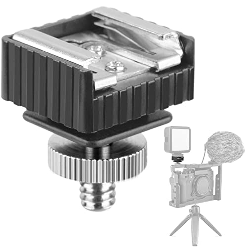 Blitzschuh-Halterung für Kamera-Blitzschuh mit 1/4 Gewindebohrung, Blitzhalterung mi 1/4 Zoll männlich auf 1/4 männlich auf 1/4 männlich für Lichtständer, Blitzhalter, Schirmhalterung, Kugelkopf