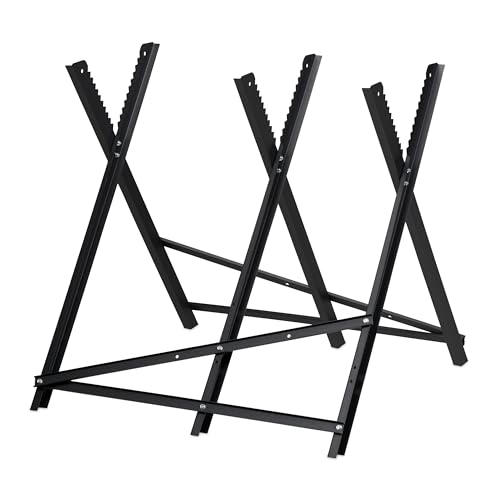 Relaxdays Sägebock, Holzsägearbeiten, klappbar, 150 kg, Sägegestell für Kettensägen, Stahl, HBT 80 x 81 x 83 cm, schwarz