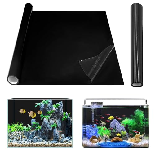 Gohytal Aquarium Poster, 200x40cm PVC Statisch Haftender Aquarium Hintergrund Schwarzer Generisch Aquarium Rückwandfolie Selbstklebende Folie Vinyl Hintergrund für Aquarium Rückwand Terrarium Rückwand