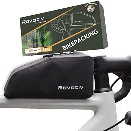 Rovativ® Bikepacking Oberrohrtasche schraubbar [1 Liter] 100% Wasserdicht - Bolt-on - Rahmentasche für Gravelbike, Rennrad und MTB