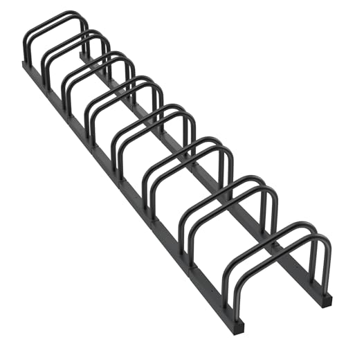 Aufun Fahrradständer Aufstellständer aus Stahl Für 8 Fahrräder, Mehrfachständer mit 37cm Radständer für 30-65mm Reifenbreite, Boden Wand Montage Platzsparend (Schwarz)