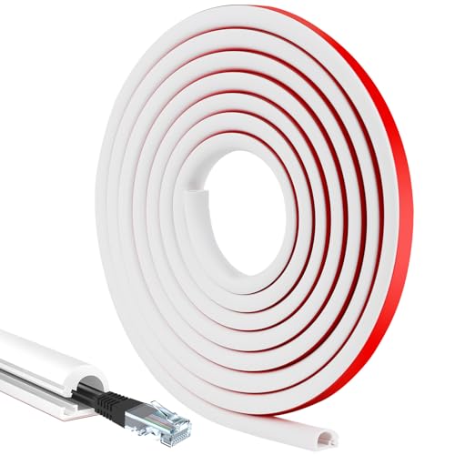 3 Meter Minikabelkanäle Flexibler Kabelkanal Halbrund, Selbstklebend Halbrunde Kabelabdeckung Halbrunde Kabelschacht, Weiß Cable Hider zum Schutz 1 Kabel