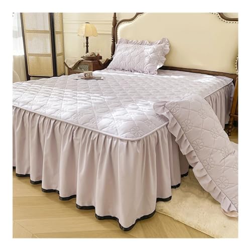 Cmis Kbei Gesteppter Bettrock, dicke Tagesdecke, Rüschen, Bettüberzug, Einzelbett/Queen-Size-Bett, Matratzenschoner, Bettwäsche (ohne Kissenbezug) (Meiguizi, Queen 150 x 200 cm, 1 Stück)