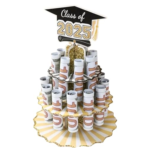 Abschlusspapiergeldstand, Leis Cash-Kuchen, 2025 Abschlusspapiergeldhalter, 17.15.11 cm, auffällig, dekorativ für sie. Herzlichen Glückwunsch Klasse von 2025