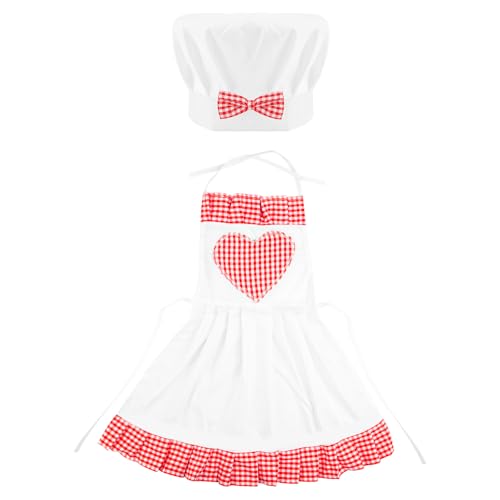 2 Stück Baby Koch Outfit für Mädchen, Süßes Neugeborenes Baby-Koch Set, Kleinkind Chef Kostüm Fotografie Fotografie, Kochmütze und Schürze, für 6–24 Monate Säugling‌, Kleinkind-Foto-Erinnerungen