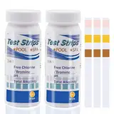 100 Stück Pool Teststreifen, Pooltester PH und Chlor Wert, 3 in 1 Pool-Teststreifen für Spa, genauer chemischer Tester, Wassertest, Restchlor CI Gesamtalkalität, Wasserhärte