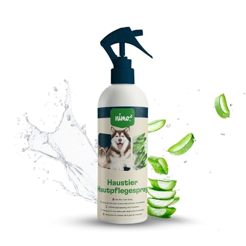 nimo® Haustier Hautpflegespray | Hautpflege für Hunde, Katzen mit Aloe Vera & Panthenol | Regeneration der Haut bei Trockenheit & Entzündungen | gegen Juckreiz & Reizung | bei Ungezieferbefall, Milben