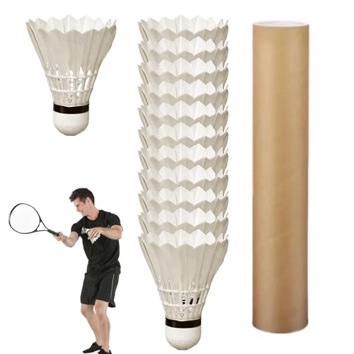 Badmintonball, Feder-Shuttle | Badminton-Shuttle mit 12 Packungen – Trainingsbälle mit hoher Geschwindigkeit und Tragbar, Sportausrüstung für den Außenbereich mit hoher Stabilität und Haltbarkeit für