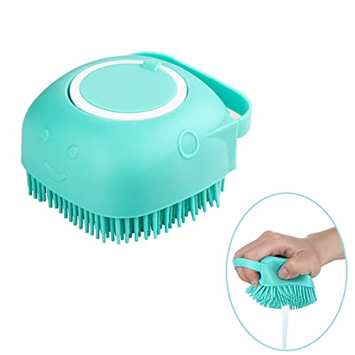 FUYIHGL Shampoo Bürste Bubble Brush für Baden Hundeseife mit Seifenspender Dusche Bürste Silikon mit Loop Handle für Haustiere Hunde Katzen Doggie (1Pcs, Grün)