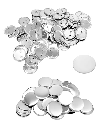 QWORK® 100 Sätze Metall Buttonrohlinge Sicherheitsnadel - 58mm -Abzeichenherstellung Zubehör für Buttonmaschine
