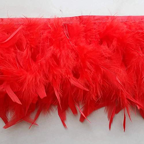Sowder Truthahnfedern Fransenbesatz für Party Hochzeit Kleid Nähen Handwerk Kostüme Dekoration 2 Yards rot