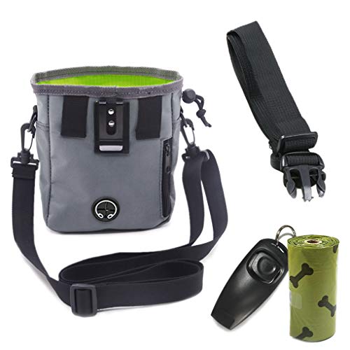 Leckerli-Tasche für Hunde, leicht, für Haustiere, mit Clicker und umweltfreundlichen, biologisch abbaubaren Hundekotbeutel, große Kapazität, zur Aufbewahrung von Lebensmitteln