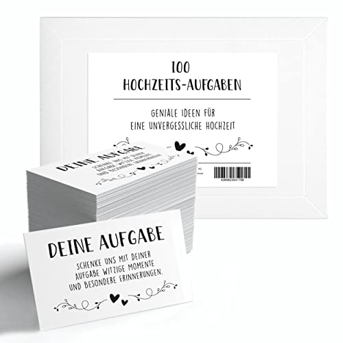 Hyggelig Home 100 Hochzeits Aufgaben Karten für eine unvergessliche Hochzeit - Hochzeitsspiel für Gäste & Brautpaar - Fotoaufgaben Fotospiel für viele Lacher, tolle Fotos und einzigartige Momente